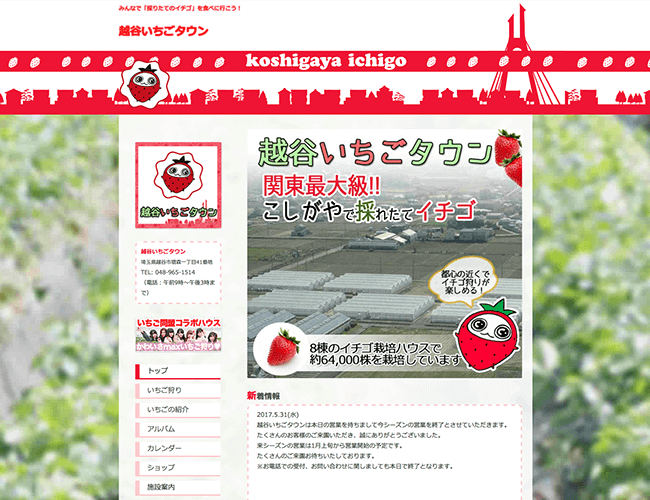 越谷いちご団地生産組合様　HP